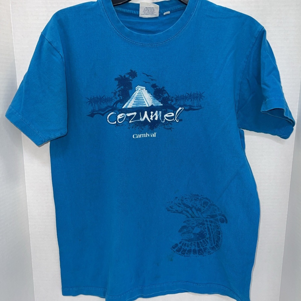 Carnival T Shirt Unisex Medium Blue Short Sleeve Cozumel Cruise Souvenir